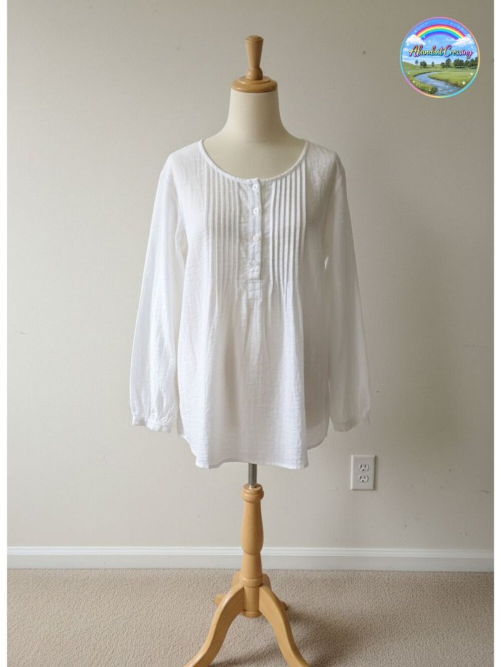 Cotton Linen Pleated Blouse Long Sleeve Button Down Shirt Loose Fit